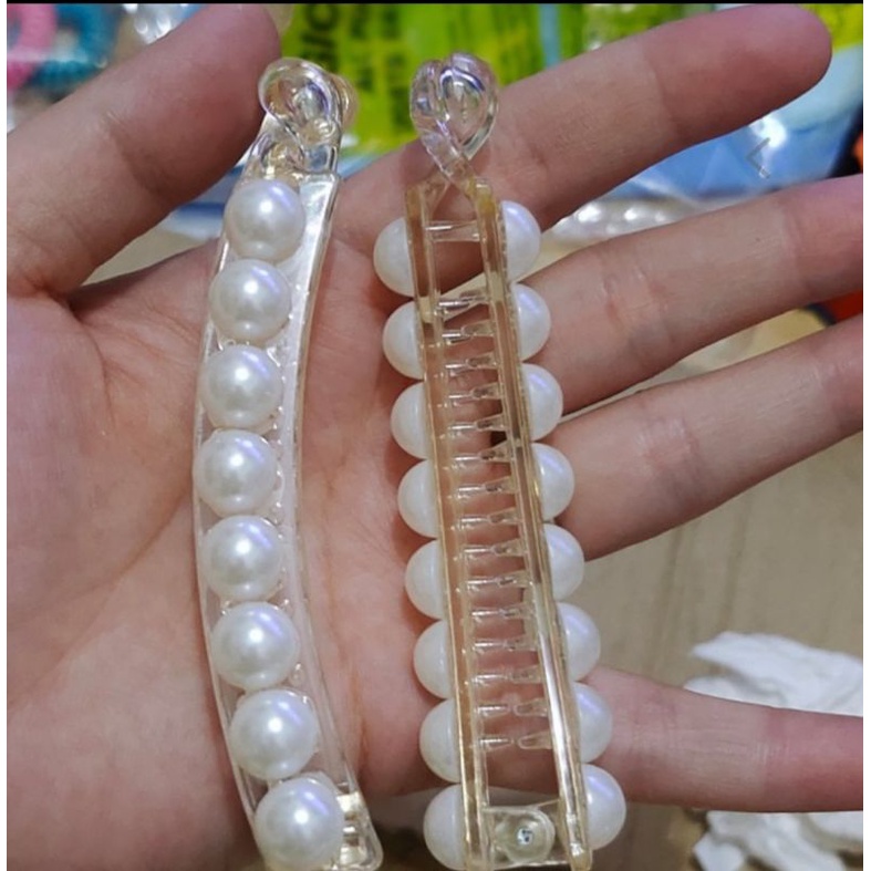 Jepit Rambut Pisang Mutiara Transparan