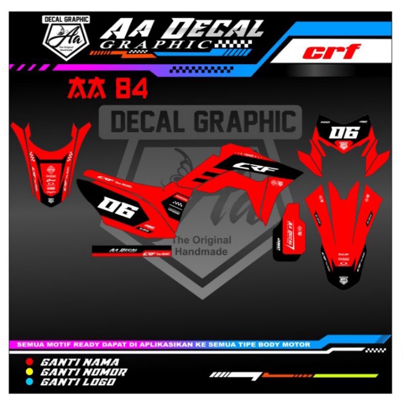 Decal crf stiker crf striping crf decal klx Aa 84 Free request nomor nama