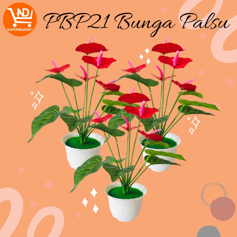 AND PBP21 BUNGA KELADI PLASTIK DAUN KELADI PALSU DECORATION FLOWER CALADIUM ARTIFICIAL