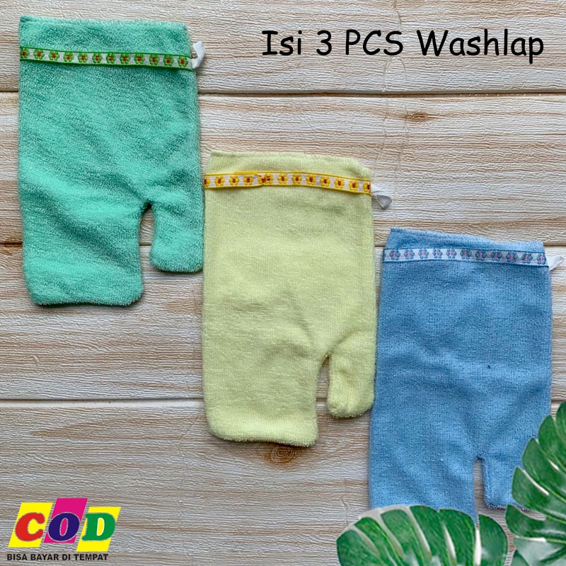 3 PCS Washlap Tangan Lap Mandi bayi Bahan Handuk Almeera Baby and Kid