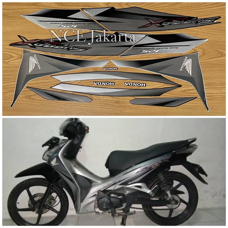 STIKER STRIPING SUPRA X 125 HELM IN 2011 HITAM ABU