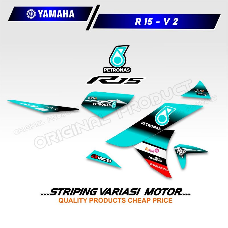 Striping variasi stiker motor YAMAHA R15 V2 lis model PETRONAS