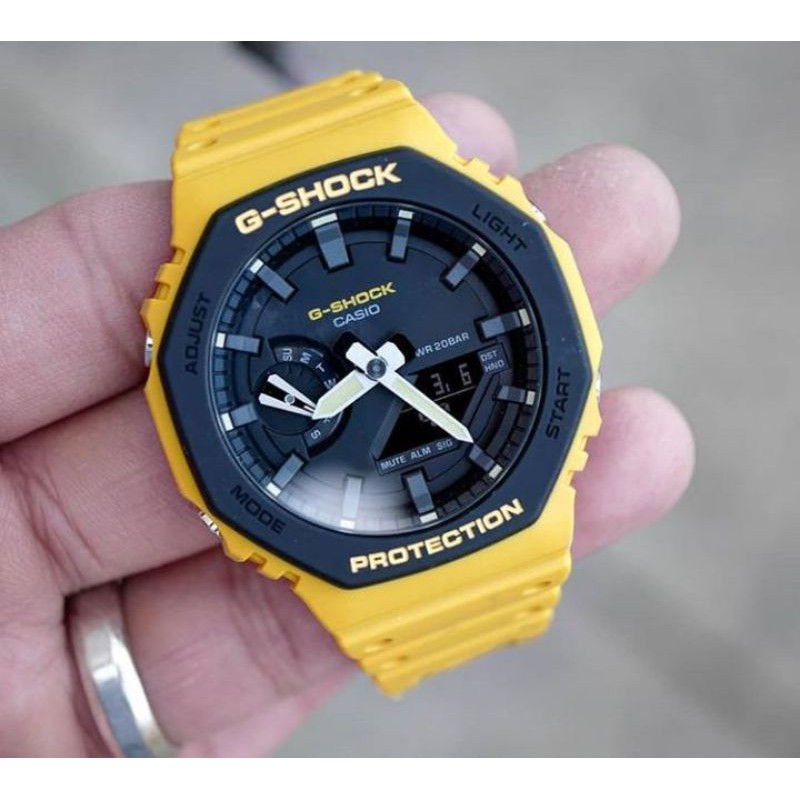 JAM TANGAN PRIA CASIO G-SHOCK GA-2110SU KUNING ORIGINAL GARANSI RESMI 2 TAHUN