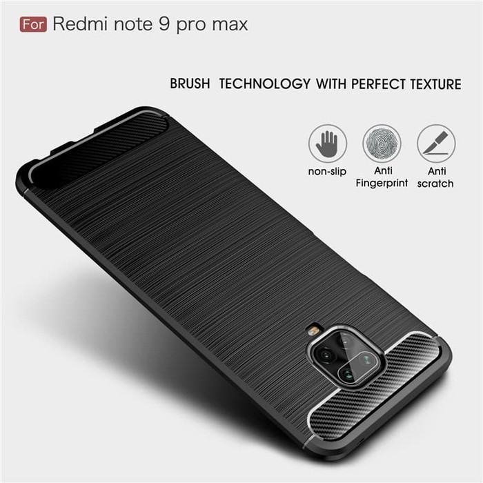 Silicon Case Xiaomi Redmi Note 9S 9 Pro 9 Pro Max Softcase iPAKY Carbon Cover Casing - Hitam