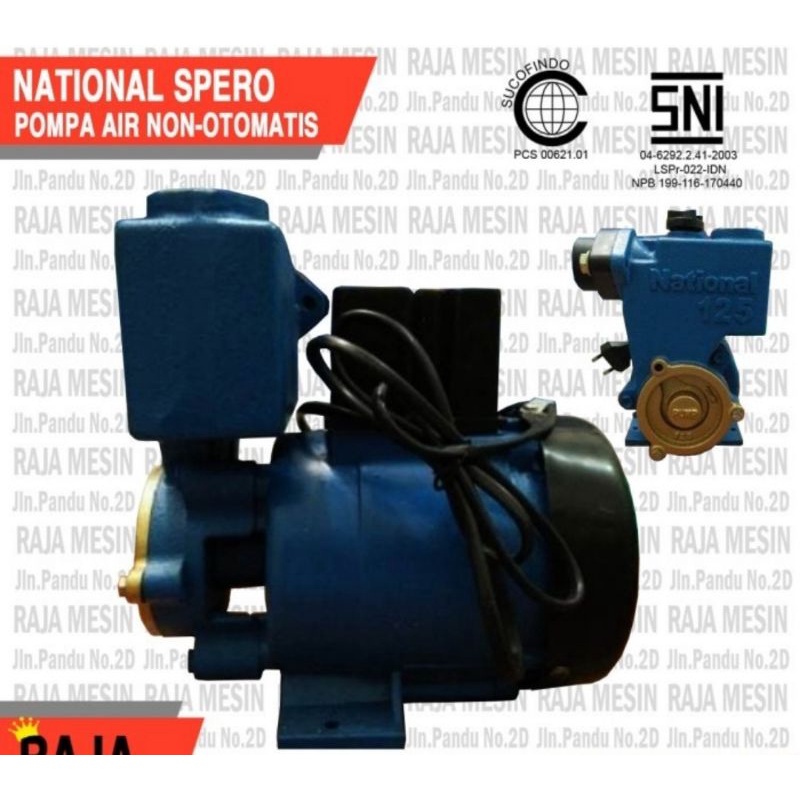 mesin pompa air NATIONAL SPERO 125watt / pompa nasional SPERO 125watt non auto