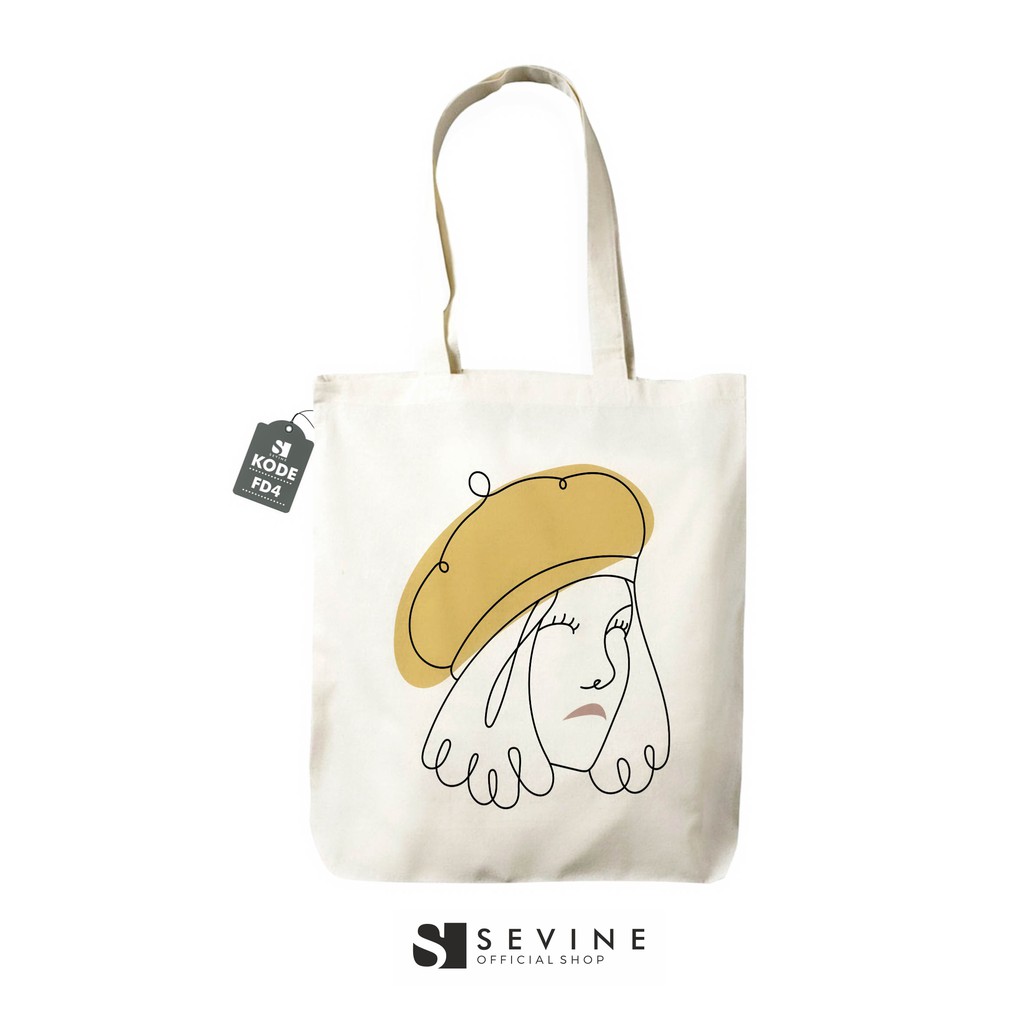 Sevine Tote Bag Resleting Tas Wanita Totebag Laptop Nordic Face Series - FD