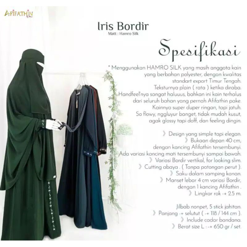 set gamis Syar'i / set IRIS bordir by afifathin