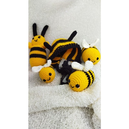 Set Topi Rajut Bayi Desain lebah bee untuk Properti Fotografi/amigurumi/bonet