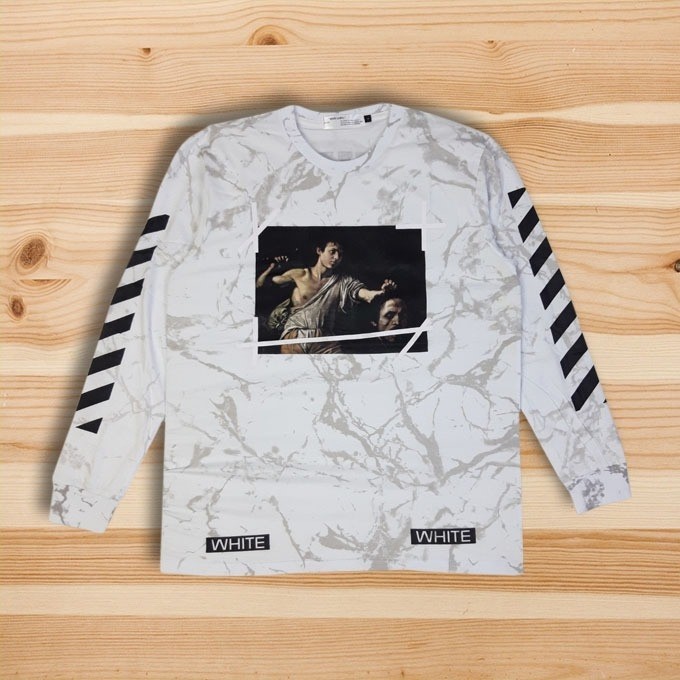 LONGSLEEVE OFFWHITE OFF WHITE CARAVAGGIO MARBLE PRINTED BASIC PREMIUM