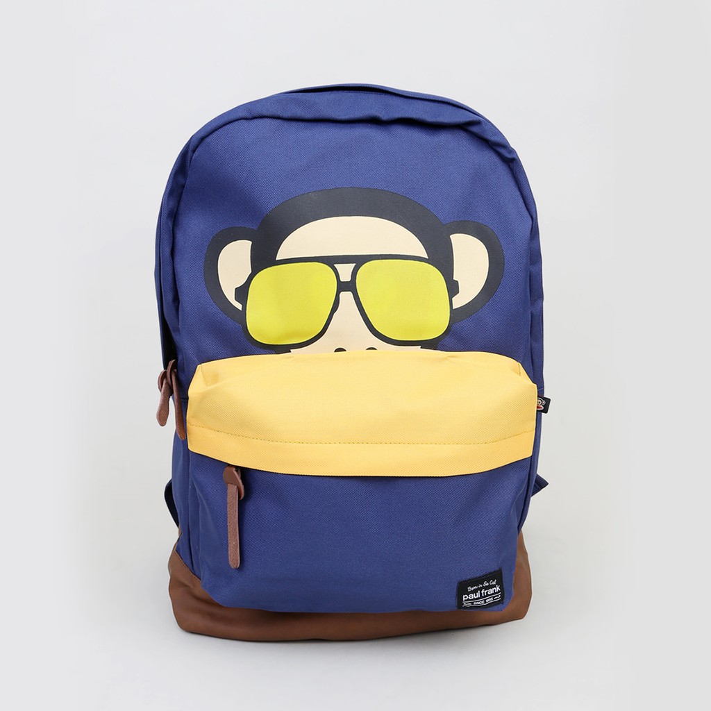 Accessories Unisex Tas Paul Frank J Face 1 Backpack Navy Yellow Dark Leather