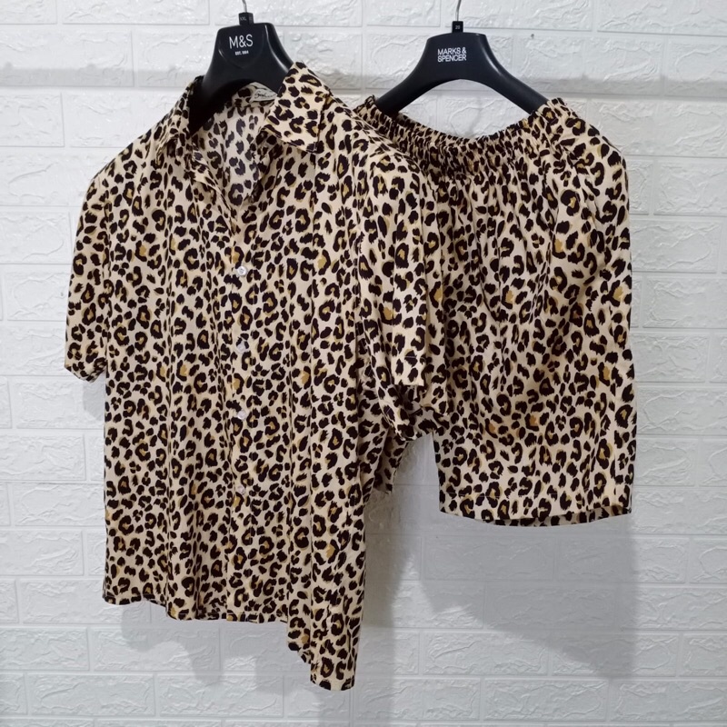 kemeja santai pria / wanita leopard