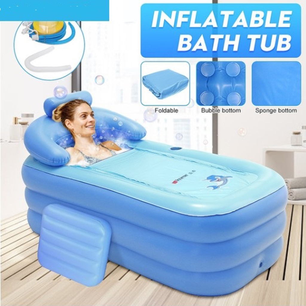 Bak berendam Spa Bathtub Portable 160 x 84 x 64 cm dengan Pompa bak mandi kolam mandi kolam berendam besar - YT-038B Inflatable Bathtub, Portable Bath Tub for Adult Child Home Spa Hot Bath/ Ice Bath, Foldable Freestanding Bathtub