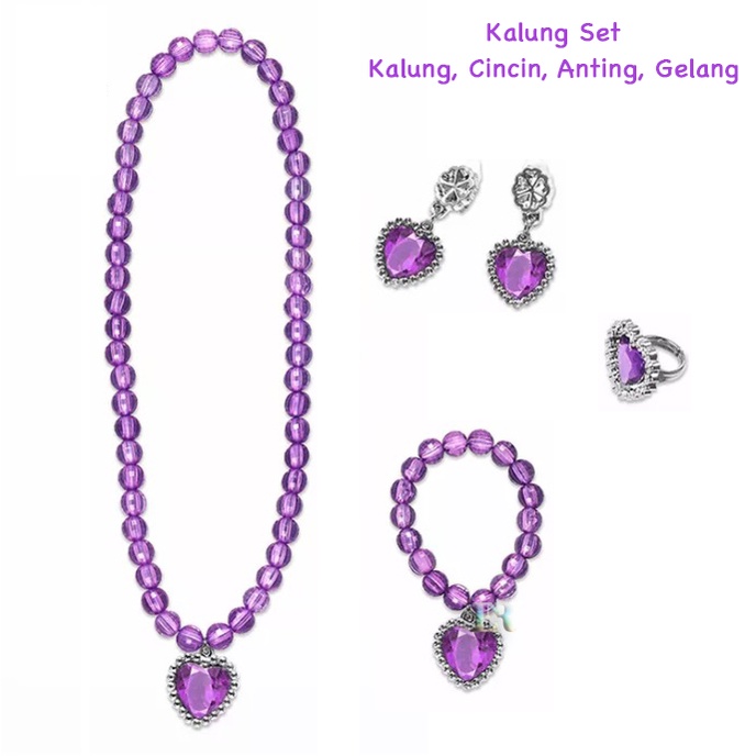 8 in 1 Girls Elsa Ana Aksesoris Set Perhiasan Mahkota Anting Gelang Kalung Cincin Mahkota Sarung Tangan Tongkat Salju Rambut Palsu Cosplay Disney Mainan Anak Anak Barbie Accesories Ulang Tahun Wig Kepang Elsa Putri DUyung Sophia The First