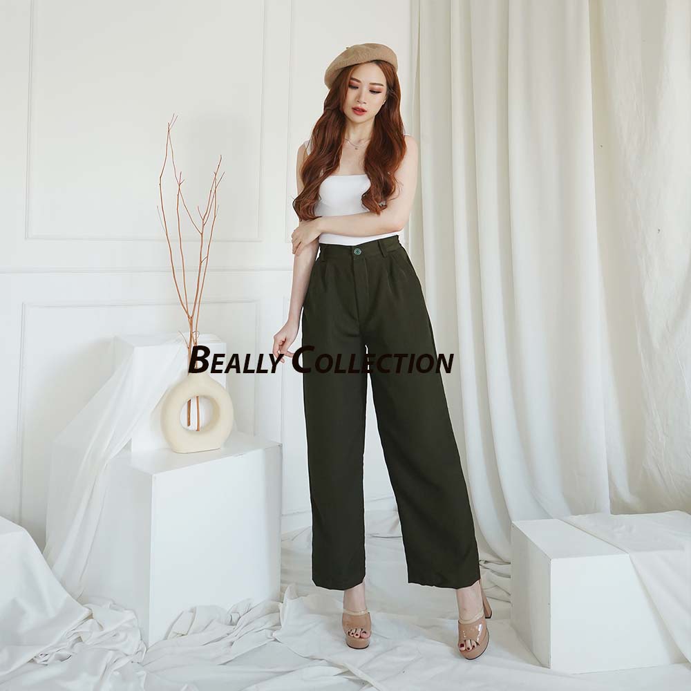 Celana Anti Kusut | Loose Pants Trousers Wanita | Yora Pants Kulot | Celana Kulot Wanita | Celana Kantor Formal | Bella Loose Pants | Celana Highwaist Kulot Wanita