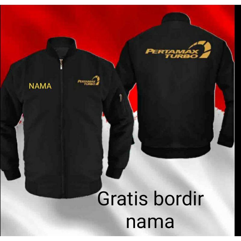 jaket bomber pertamax turbo / jaket bomber anti air / jaket bomber custom / jaket bomber pertamax