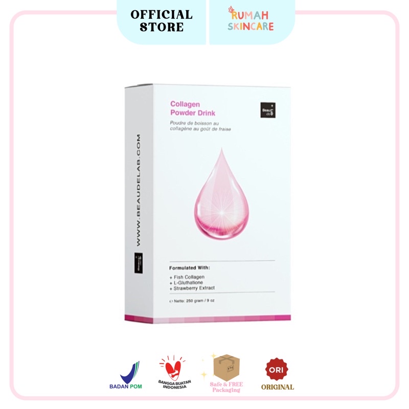 100% ORIGINAL BEAUDELAB - Premium Collagen Drink 250gr | Minuman Kolagen Pemutih Badan Cepat | Colag