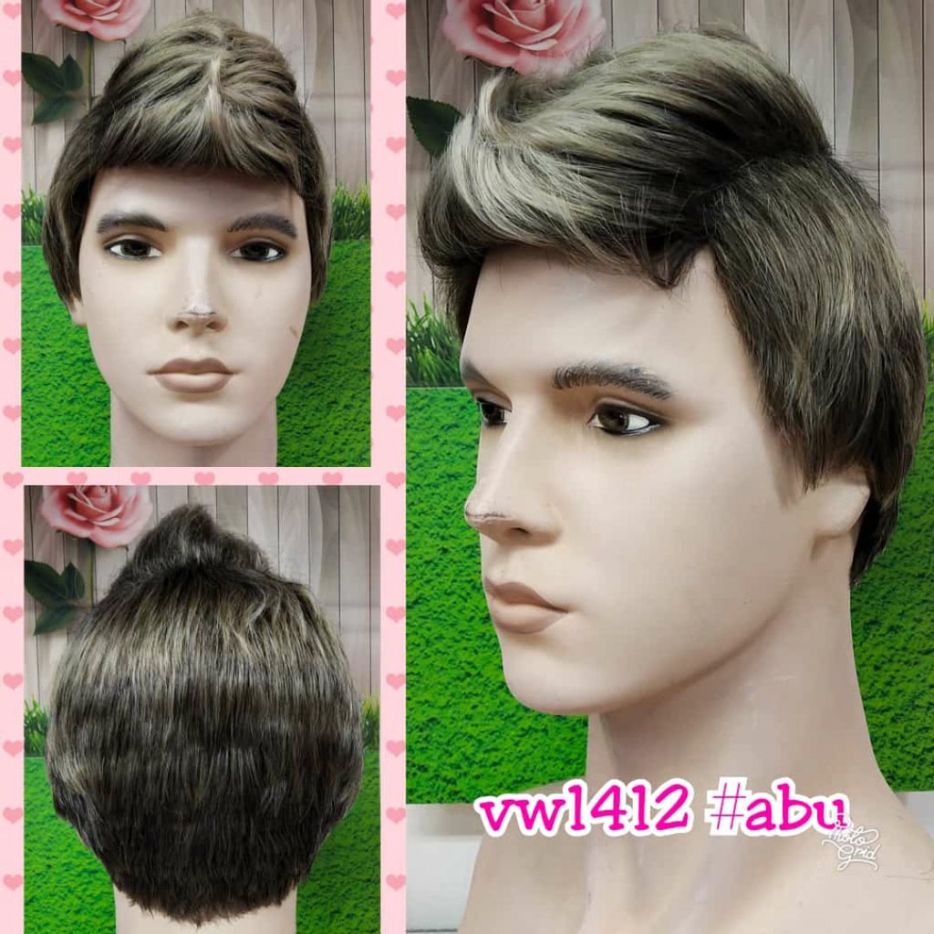 RAMBUT PALSU WIG PRIA LAKI LAKI COWOK COWO KOREA NATURAL MODEL CEPAK JABRIK ABU ABU GREY WIG PENDEK 