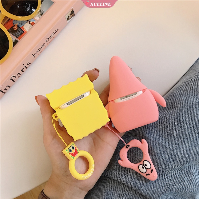 Casing Soft Case Silikon Motif Kartun SpongeBob SquarePants Patrick Star Untuk AirPods 1 / 2 / 3 Pro