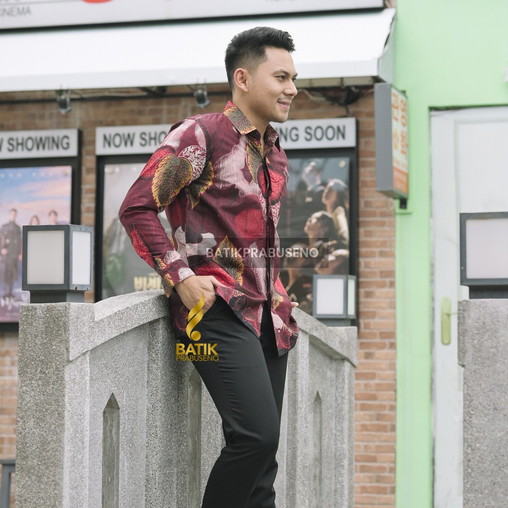 Batik Prabuseno Original TANWIRA Kemeja Batik Pria Lengan Panjang Reguler