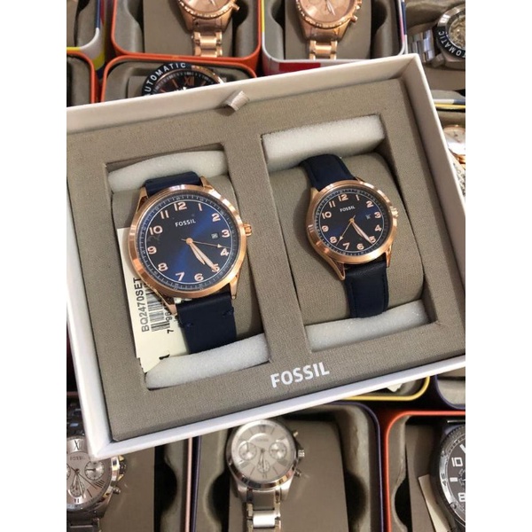 JAM TANGAN FOSSIL COUPLE BQ2470SET ORIGINAL
