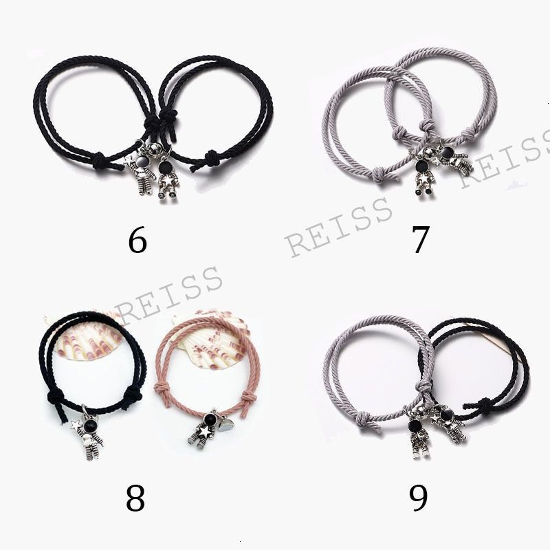 2 Pcs Kawat Gelang Pasangan Desain Magnet Astronot Cinnamoroll Curm Untuk Kurung Magnet Pria Dan Wanita/1 Pasangan   Magnet Kawat Pasangan Magnet Bracket   Menarik Tangan Persahabatan Gelang Hitam