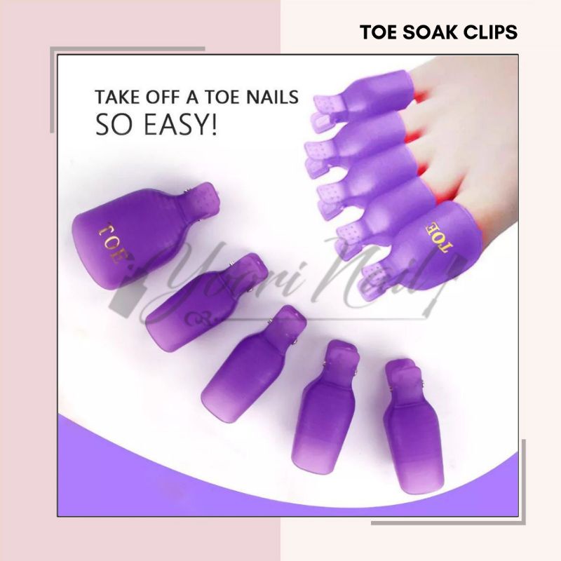 Toe soak off clips set 5pcs gel remover soakoff kaki