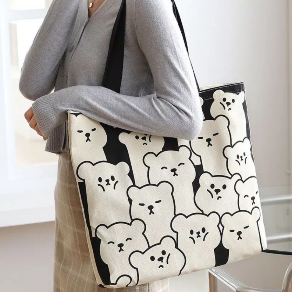 (PAKAI RESLETING) Tote bag wanita fullprint bigsize ( Toko Uci)