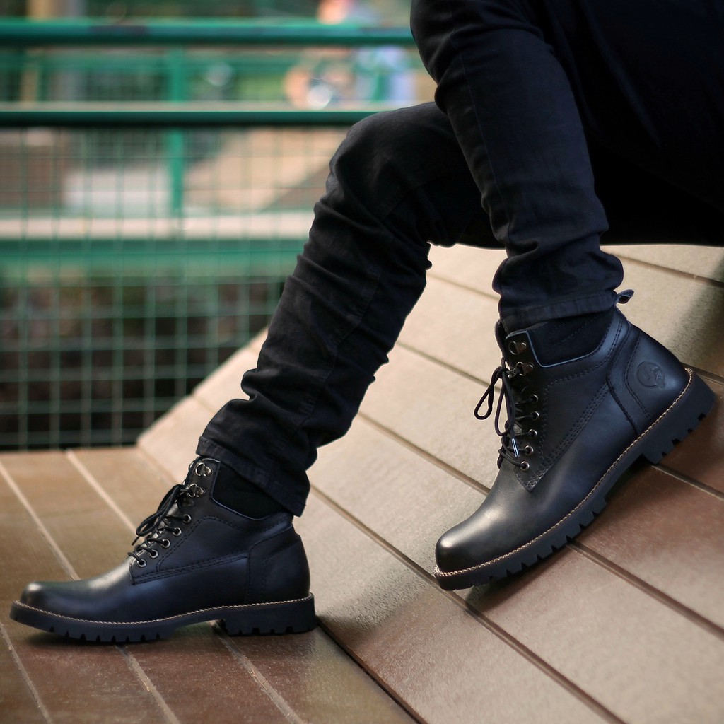 PENTATONIC BLACK |FORIND x Reyl| Sepatu Kulit Asli Safety Boot Vintage Klasik Besi Original Footwear