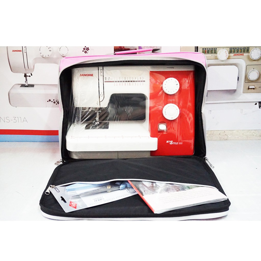 tas mesin jahit janome/carry case sewing machine janome - pink