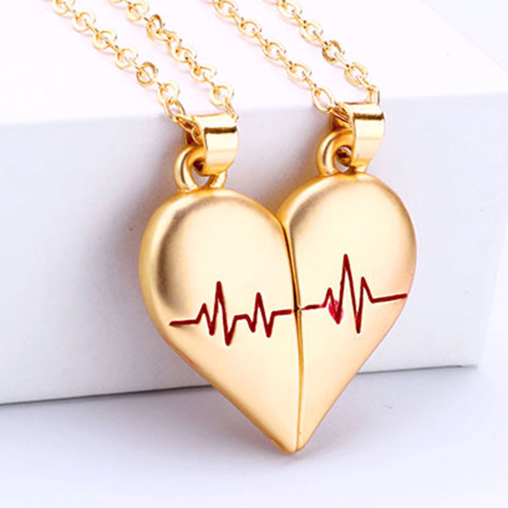 Hu Hu Hu Hu Hu Alat Bantu Pasang Kacamata♡ 2pcs / Set Kalung Desain Puzzle Hati Bahan Alloy Electroplating Untuk Pasangan