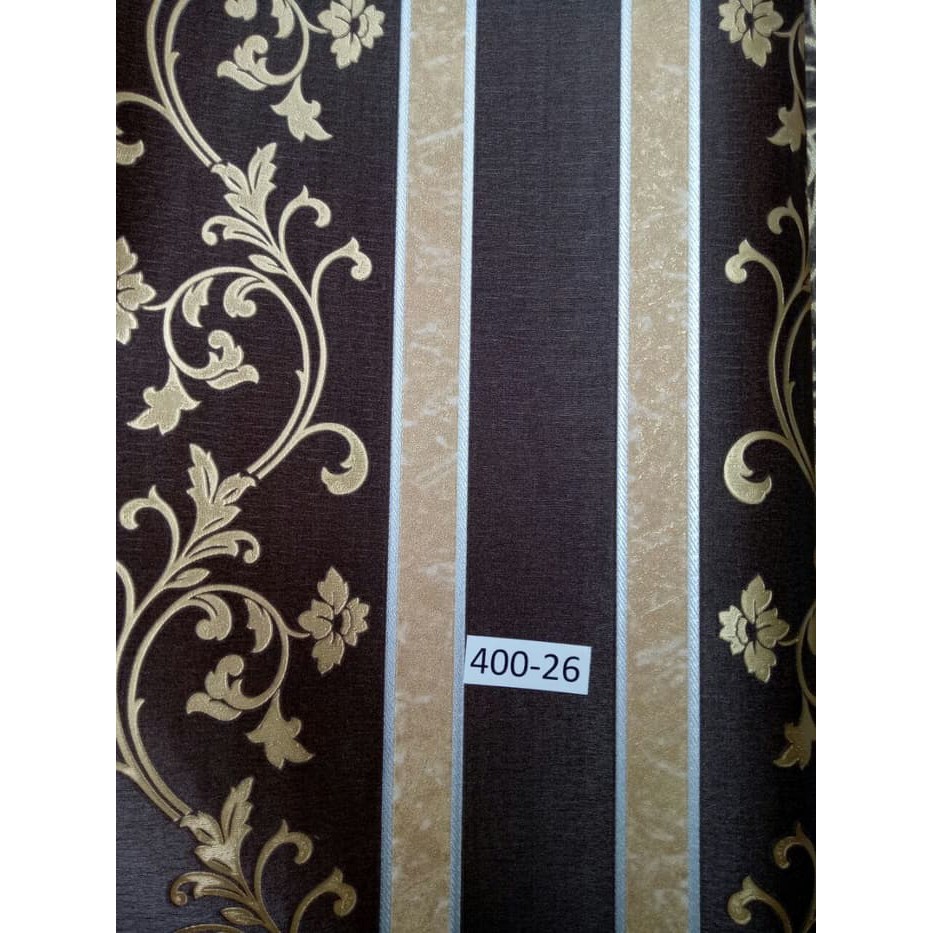 Wallpaper Garis Salur 10m X 53cm Coklat Emas Shopee Indonesia