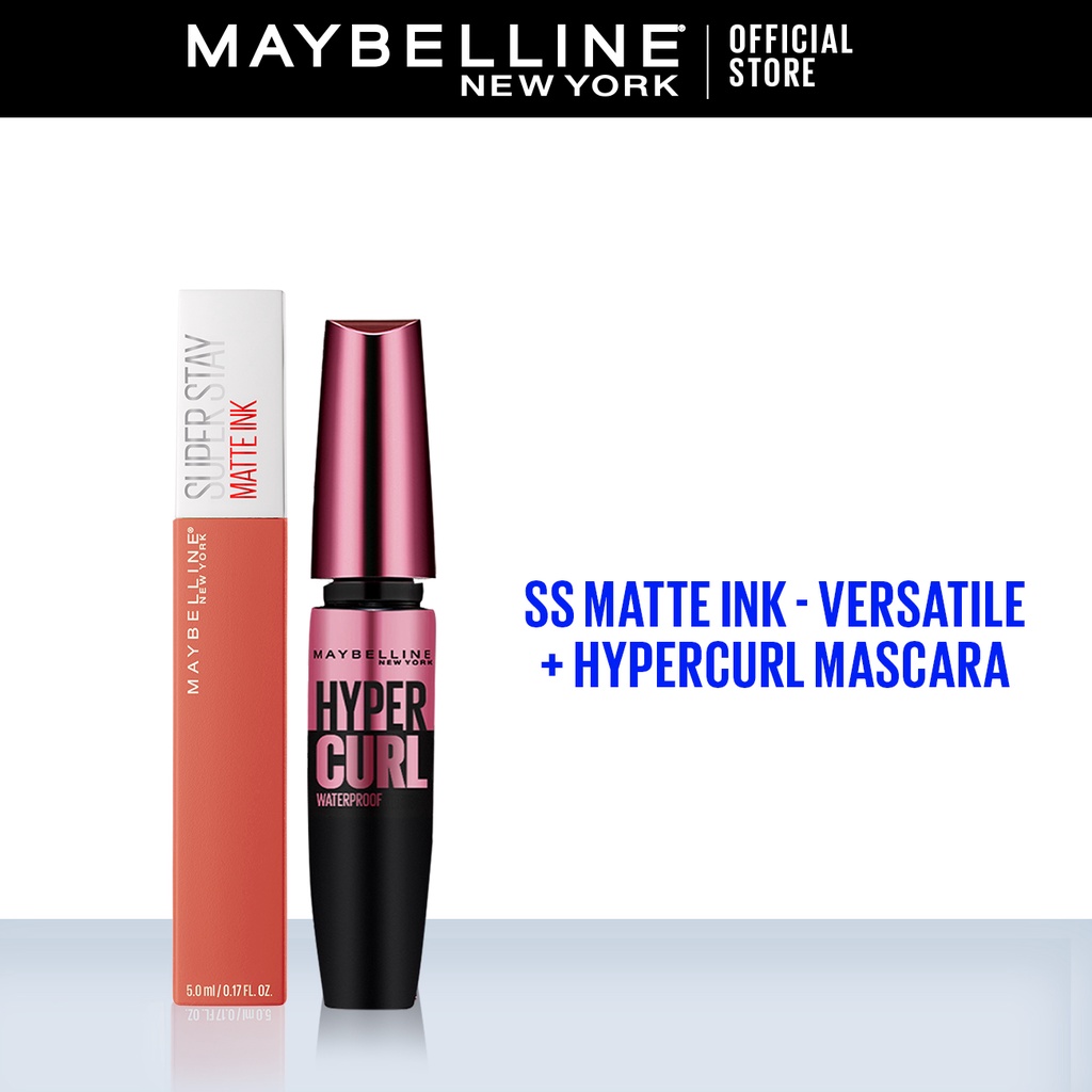 Maybelline Volum Express Hypercurl Waterproof Mascara and Superstay Matte Ink - 210 Versatile Makeup