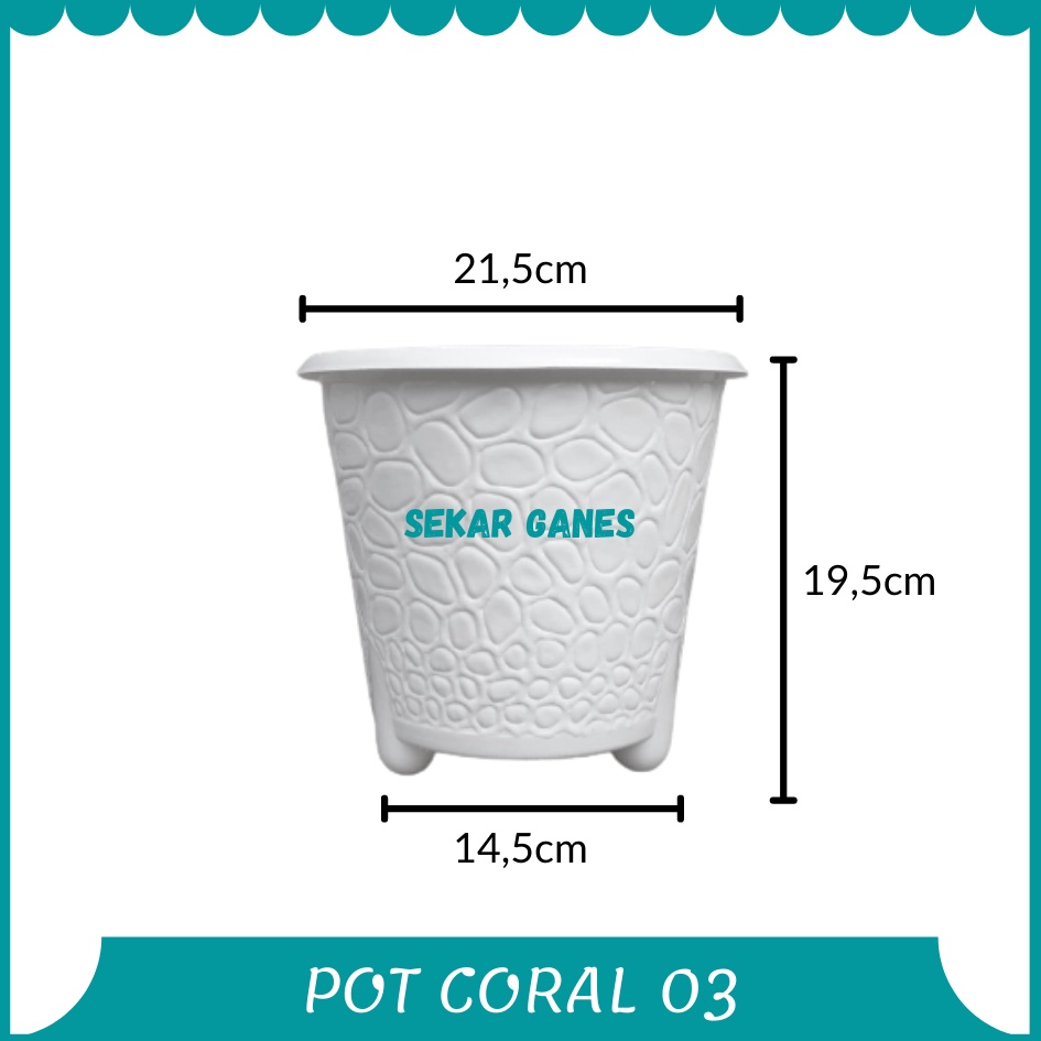 ORI Bjp Coral 03 Putih Budi Jaya Pot Coral 20 Cm Pot Motif Koral Batu Alam Bagus Pot Tanaman Murah