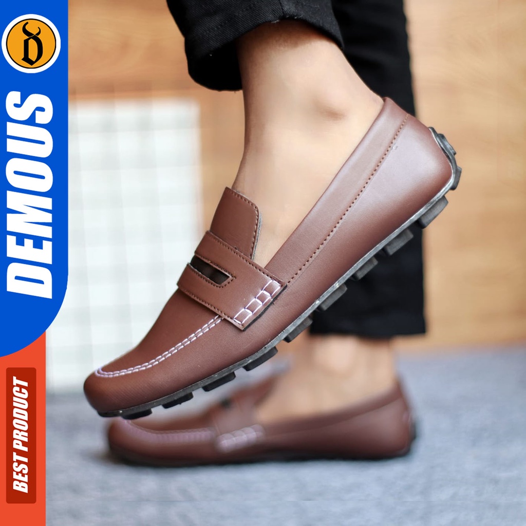 Sepatu Formal Pria Sepatu Casual Pria Kulit Pu Slop Sepatu Pantofel Kerja Kantor Kuliah Kondangan Sepatu Hitam Pria DEMOUS GALASA