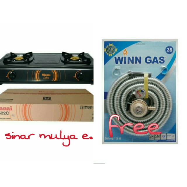 KOMPOR GAS RINNAI RI-522C FREE SELANG GAS DAN REGULATOR WINN GAS