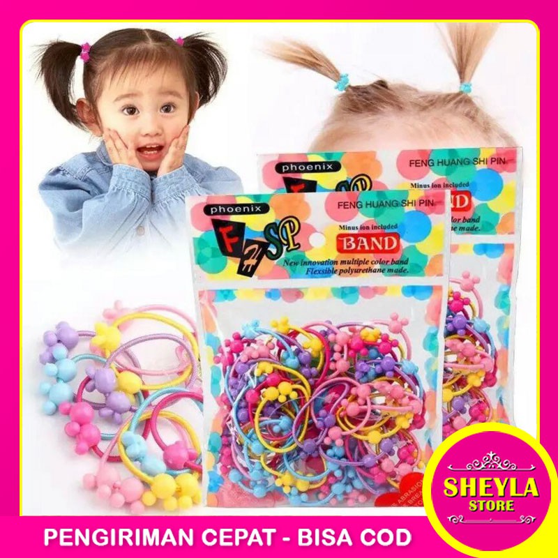 Ikat Rambut Karakter Lucu / Kuncir Rambut Anak Warna Warni isi 50 Pcs / TV-96