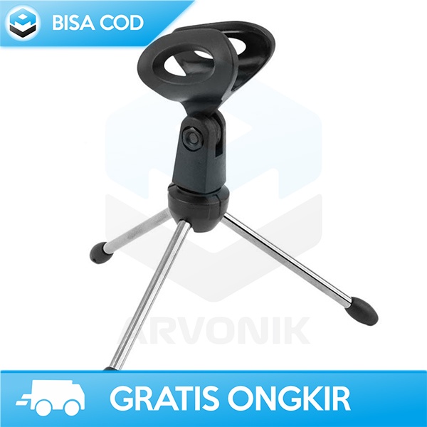 TRIPOD MICROPHONE MINI DUDUKAN MIC KECIL STAND MIKROFON 15,5CM BLACK