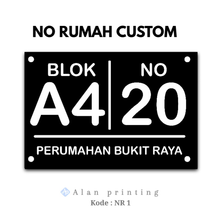 NOMOR RUMAH CUSTOM MEDIA KAYU 20X30 CM KODE NR ads GLOSY