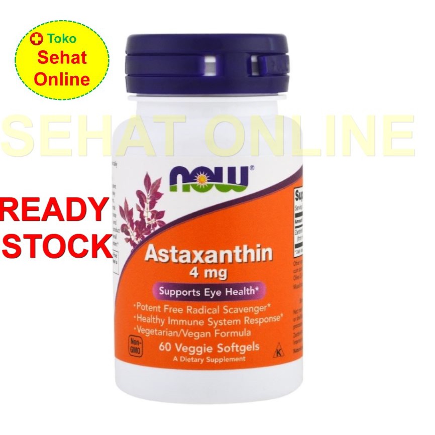 Now Foods Astaxanthin 4 mg 60 Veggie Softgels Vitamin Mata