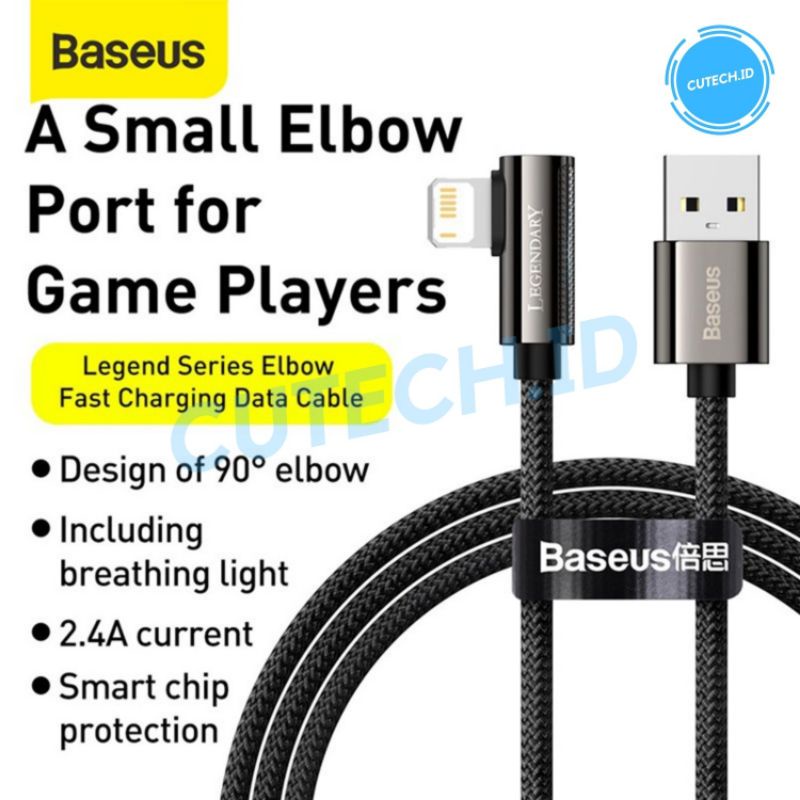 BASEUS LEGEND SERIES ELBOW FAST CHARGING DATA CABLE USB TO IP 2.4A