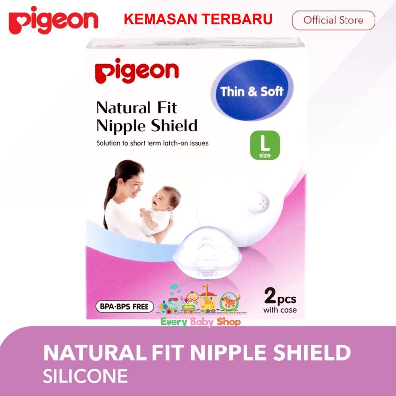 PIGEON Natural FEEL / FIT Silicone NIPPLE SHIELD (Pelindung / Penyambung Puting Silikon) isi 2 pcs + CASE