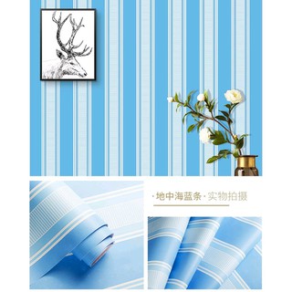 Wallpaper Sticker GARIS BIRU  PUTIH MINIMALIS WPS599 Stiker 