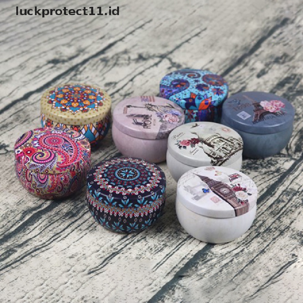 &lt; Luckprotect11.Id &gt; Kotak Kaleng Penyimpanan Permen / Teh Motif Bunga Retro Untuk Hadiah