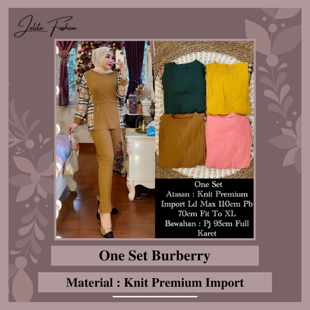 One Set Celana Burberry // Setelan Panjang // Pakaian Wanita // Tunik Wanita // Setelan Panjang Wani