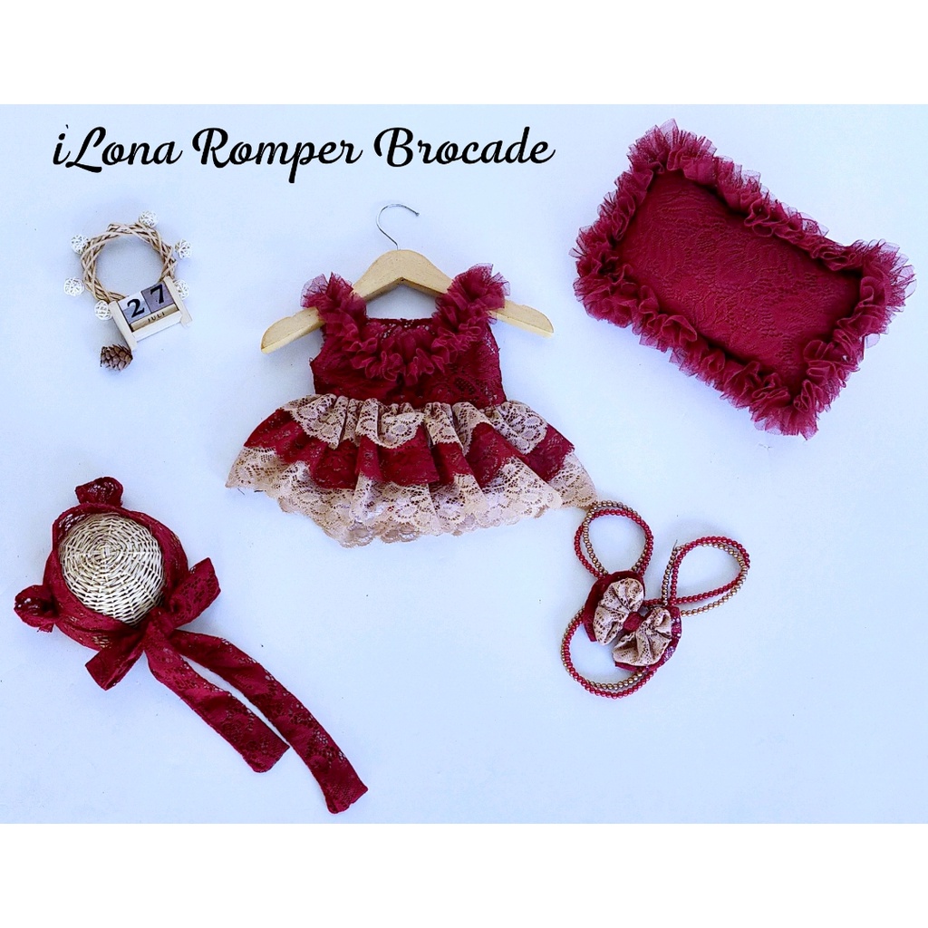 Baju Newborn Newborn Kostum Photoshoot Bayi model ilona romper brocade