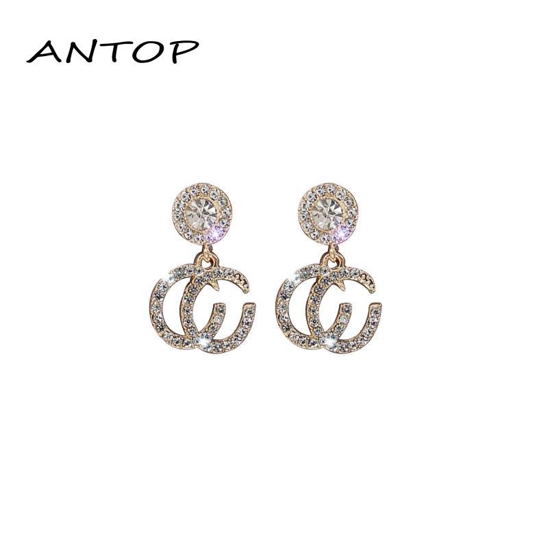 Anting Tusuk Sterling Silver 925 Hypoallergenic Hias Berlian Imitasi Mewah Untuk Wanita