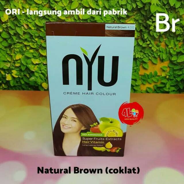 Pewarna Cat Rambut NYU Creme Hair Colour Natural Brown Coklat
