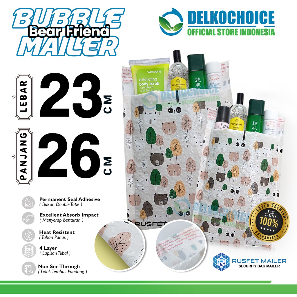 

Amplop Bubble Mailer BEAR FAMILY 23x26cm Bubblewrap Envelope Packing Online Rusfet Premium / SATUAN