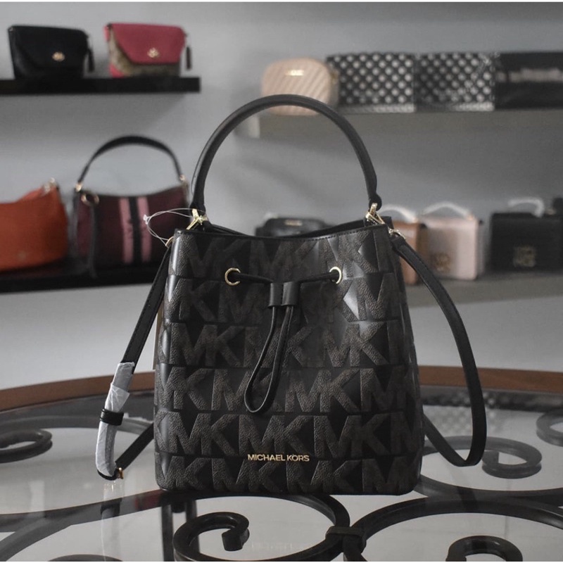 MK Suri Medium Bucket Mesengger Brown/ Black
