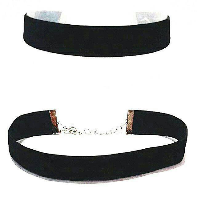 TERMURAH Black Bold Velvet Choker Plain Necklace | Kalung Handmade